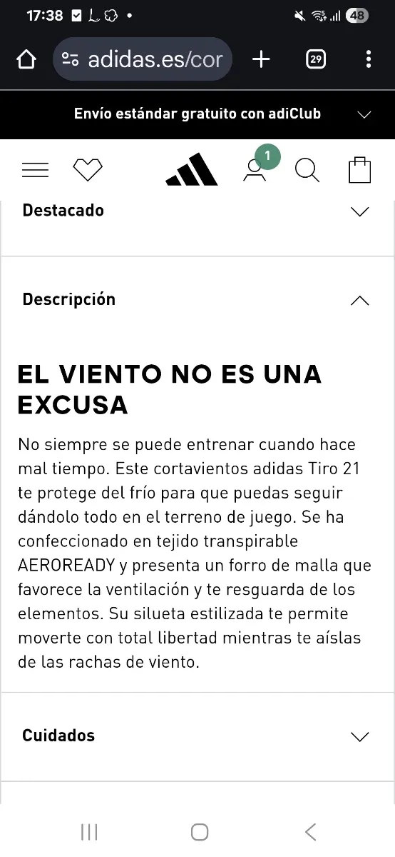 Cortavientos Adidas Negra con Capucha