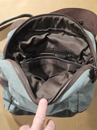 Mochila Unisex Lona y Cuero