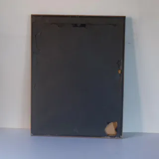 Grabado antiguo chino con marco de bambú negro.