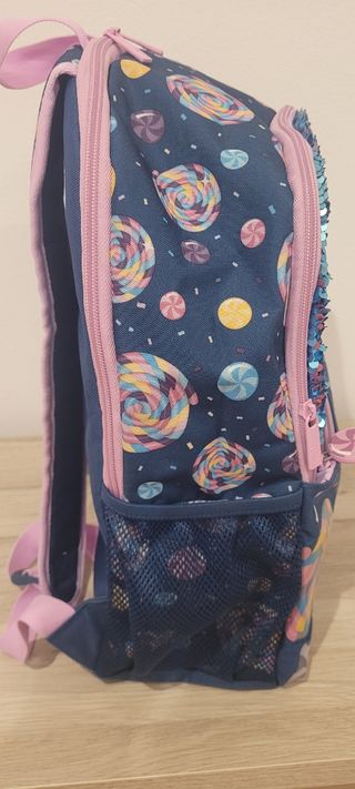 Mochila Totto escolar lentejuelas y caramelos
