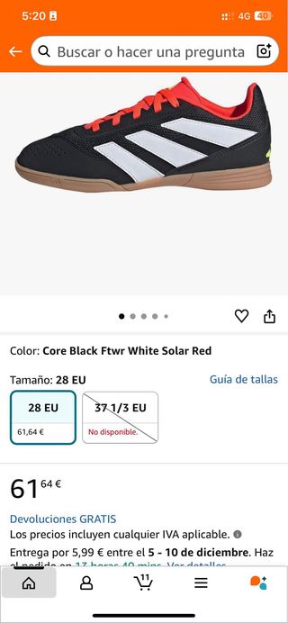 Zapatillas Adidas Predator IG5435 Talla 37,5 NEWS