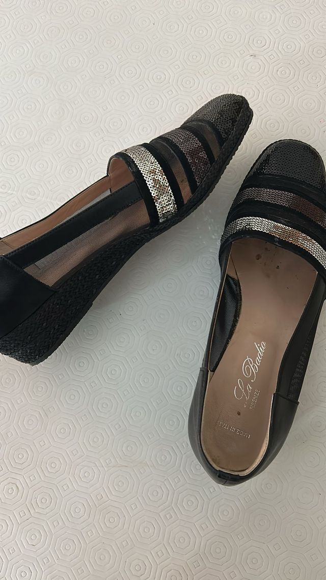 Zapatos La Badia Negros y Plateados Talla 41