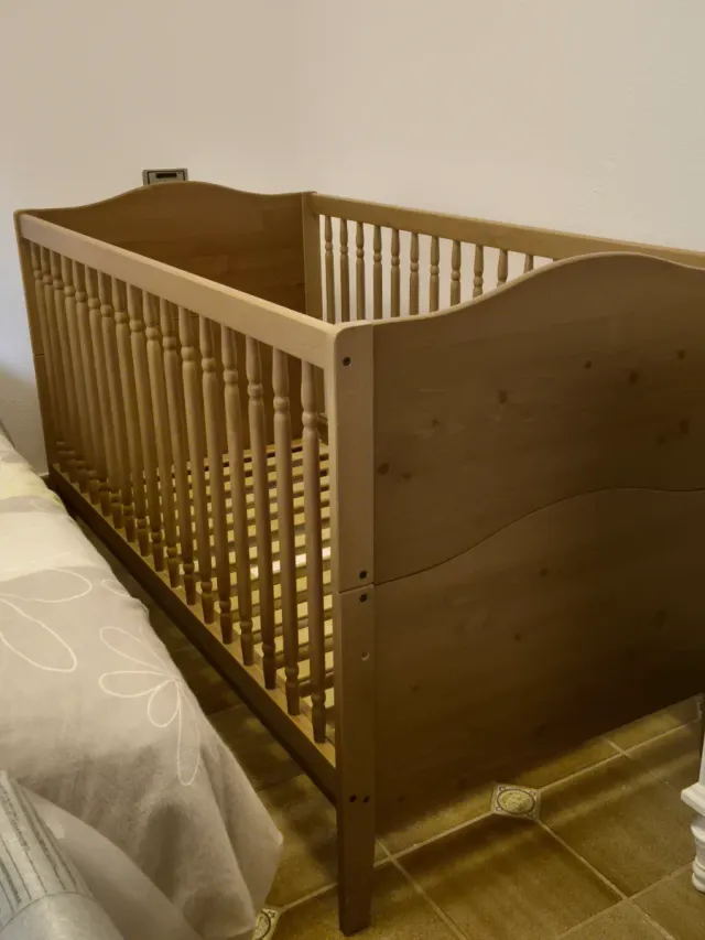 Cuna Ikea madera barandillas Llit de baranes