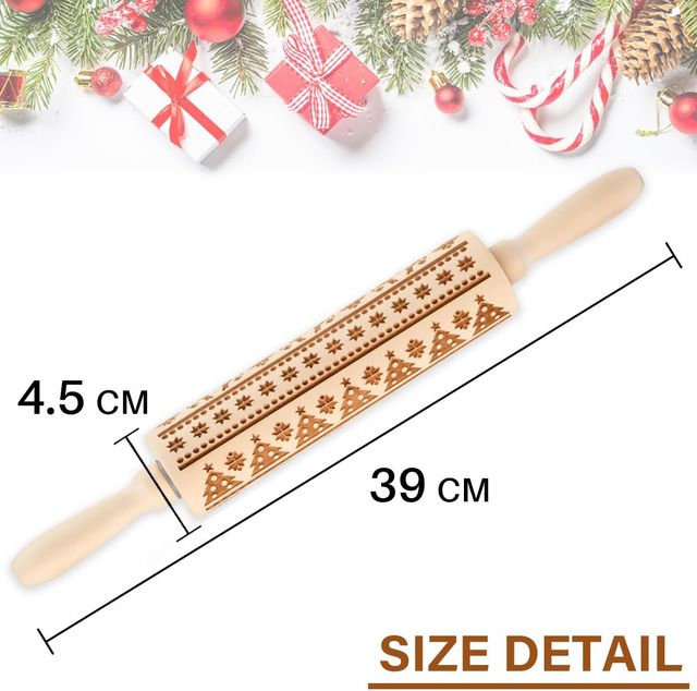 Rodillo de cocina navideño de madera