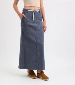 Falda larga denim azul
