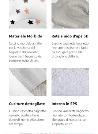 Cuscino per bagnetto neonato stelle