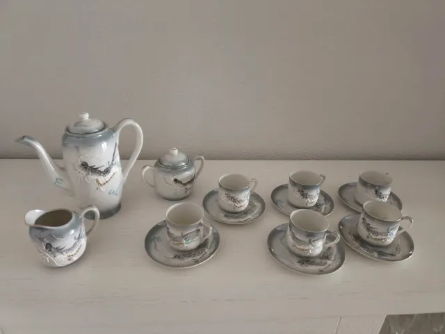 Juego Café Vintage Dragón Japonés