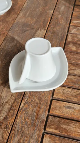 Juego 6 Tazas y Platos Porcelana Blanco