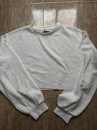 Jersey corto canalé blanco