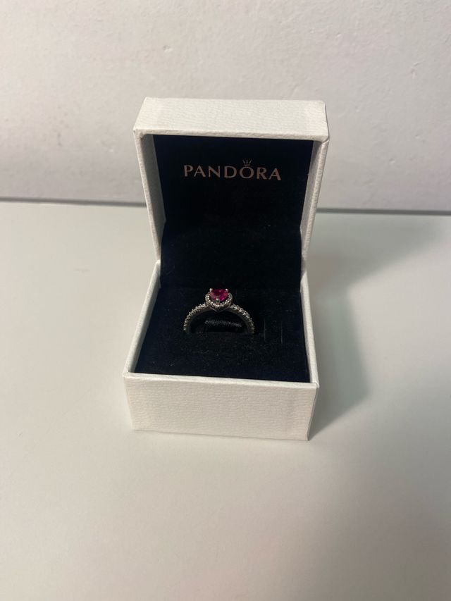 Anillo Pandora Corazón Rosa Plata