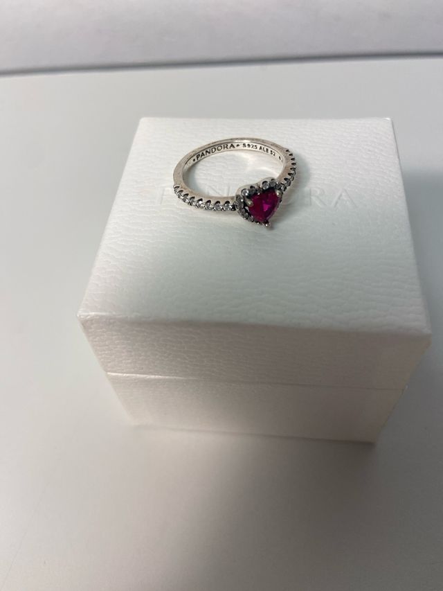 Anillo Pandora Corazón Rosa Plata