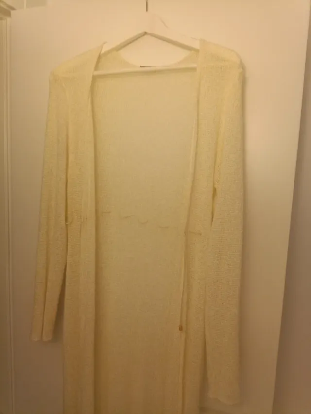 Chaqueta larga crochet beige talla única