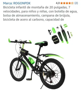 Bicicleta Montaña 20 Negra/Verde