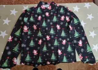 Camisa Navideña Negra Papá Noel
