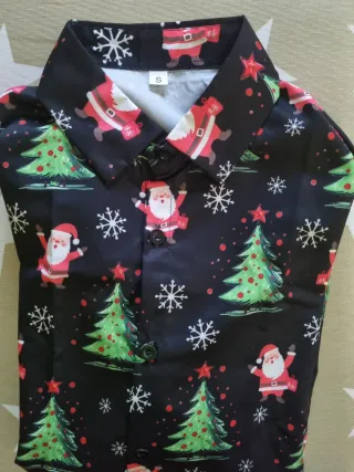 Camisa Navideña Negra Papá Noel
