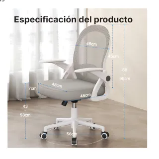 Silla de oficina ergonómica gris y blanca