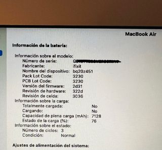 MacBook Air 2015 128Gb i5 Batería Nueva iFixit