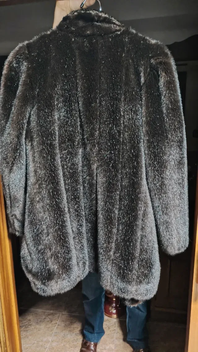 Abrigo Piel Ecológica Negro/Marrón