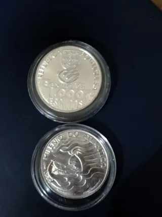 Tre monete da 1000 escudos portoghese argento 1999
