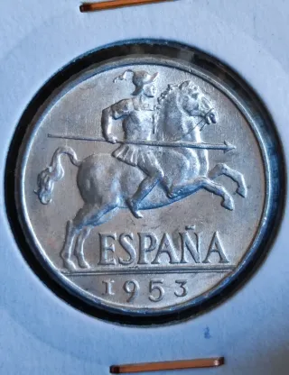 España 1 peseta 1947, 10 Centimos 1953 EBC+ / SC
