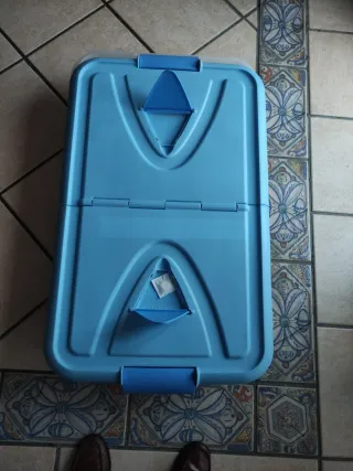 2 Cajas Almacenaje Plástico Azul 75x47x15