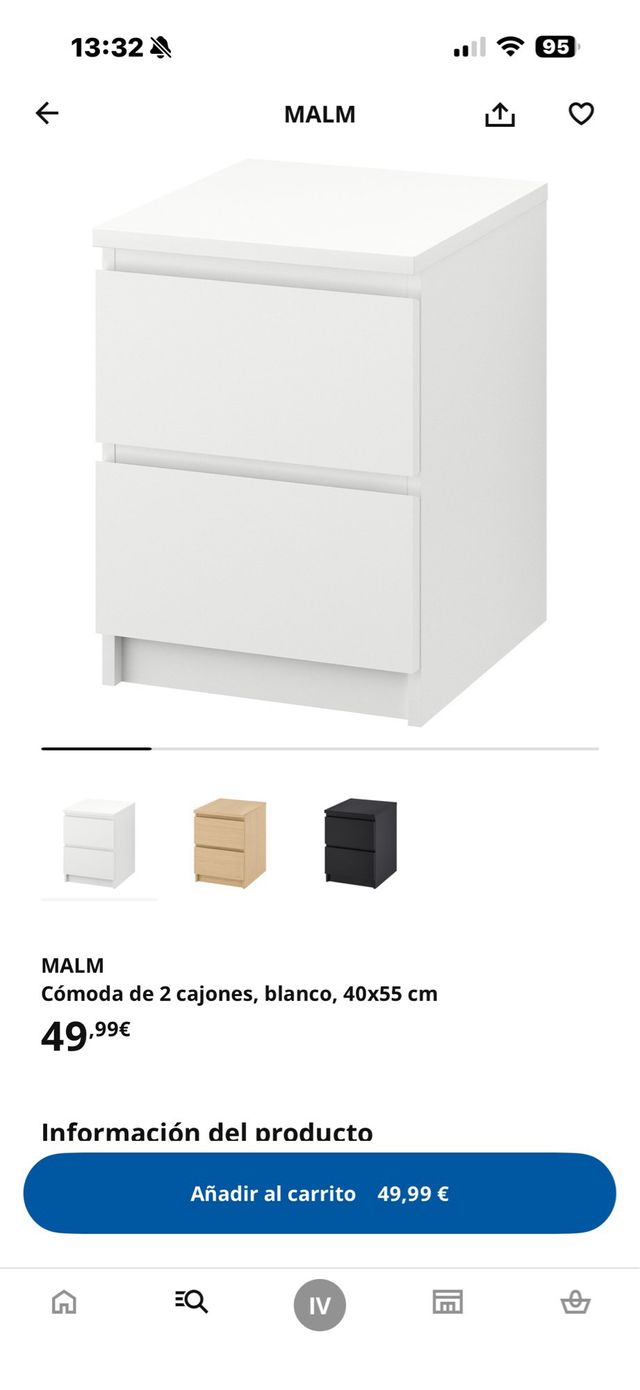 Comodino IKEA MALM con 2 cassetti
