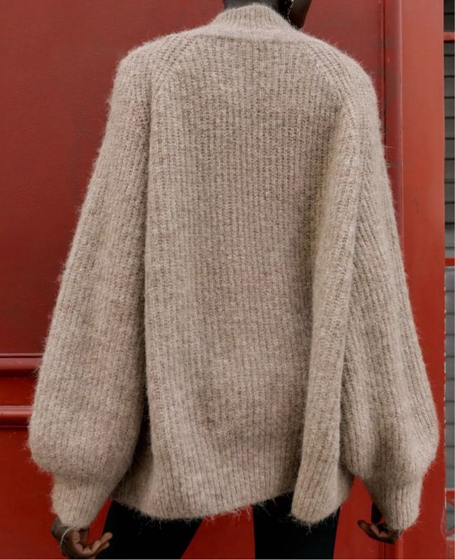 Jersey Zara punto mangas anchas beige Talla Única