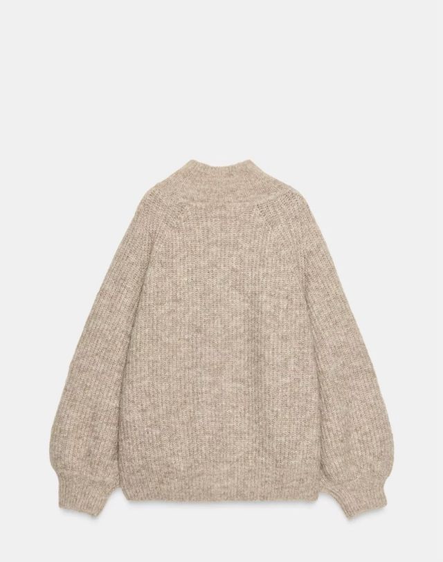 Jersey Zara punto mangas anchas beige Talla Única