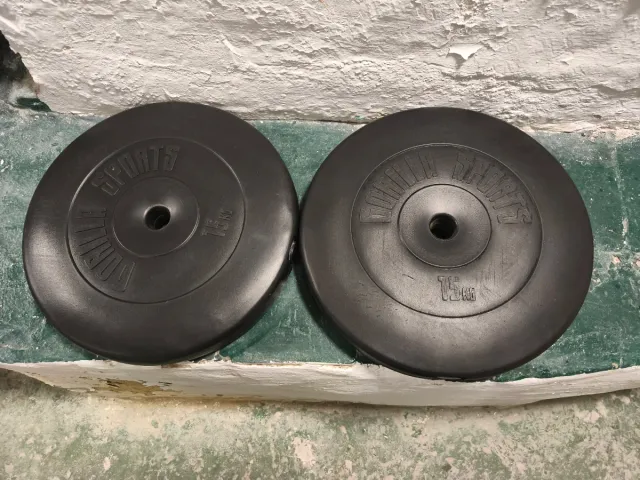 Discos de pesas 15, 10 y 5 kg (3 parejas)