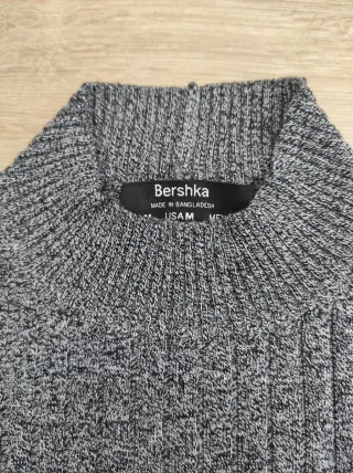 Bershka Jersey Gris Cuello Alto Talla M