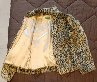 Giacca pelliccia leopardata Benetton bambina