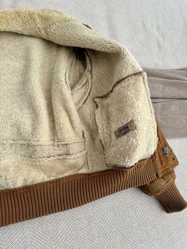 Cazadora Piel Borreguito Vintage Marrón