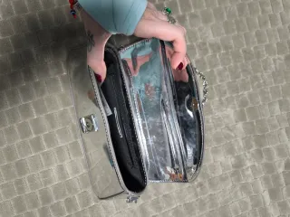 Bolso MNG plateado mano/hombro