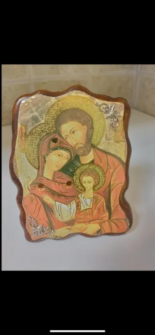 Quadretto Sacra Famiglia oro e rosso