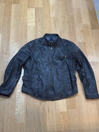 Chaqueta Cuero Massimo Dutti Negra