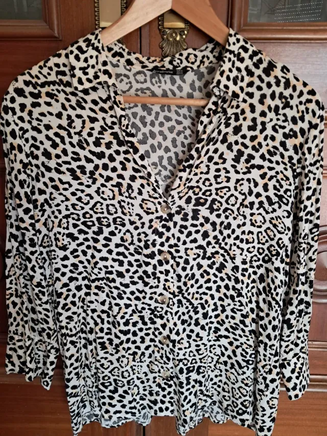 Camisa Leopardo Manga Tres Cuartos Talla M