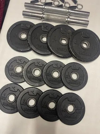 Pesas y barras de gimnasio