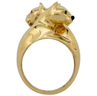 Anillo Cartier "Korza" doble. Oro 18Klt y Zafiros