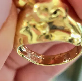 Anillo Cartier "Korza" doble. Oro 18Klt y Zafiros