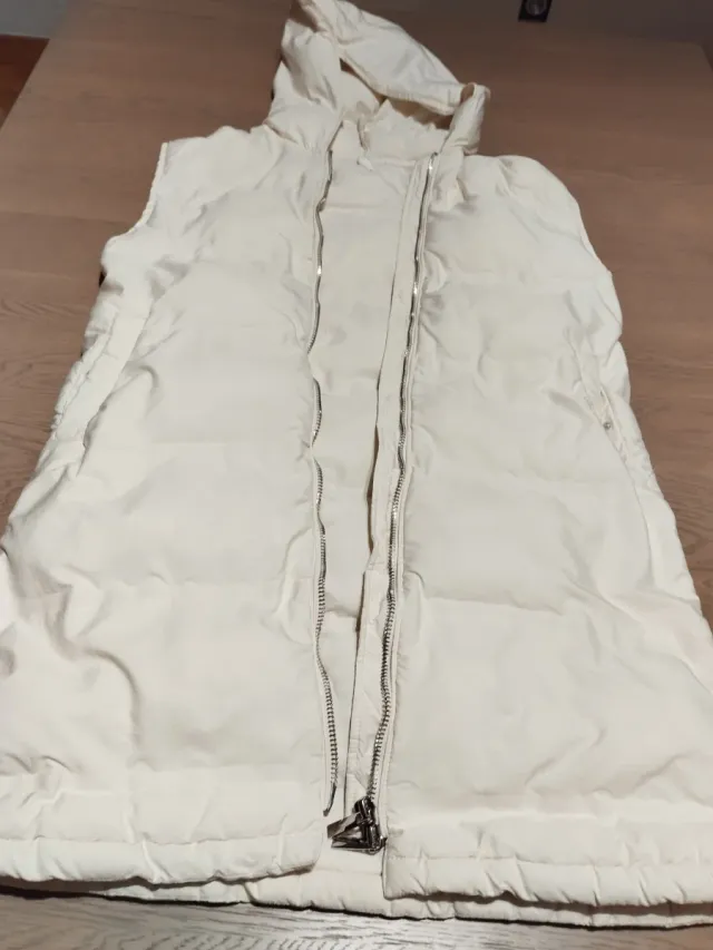 Chaleco largo mujer beige