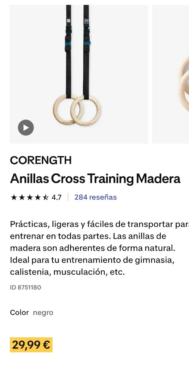 Anillas Gimnasia Madera Corength Decathlon