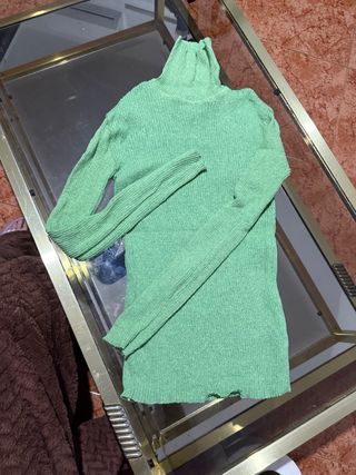 Jersey verde menta cuello alto canalé Talla M