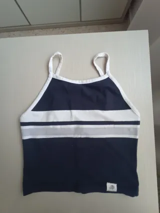 Top tirantes azul y blanco