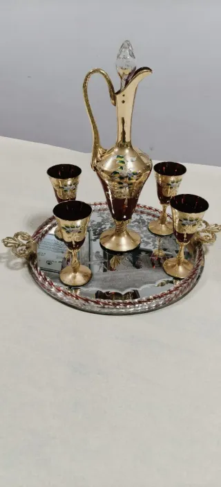 Juego de licorera y copas Venecia