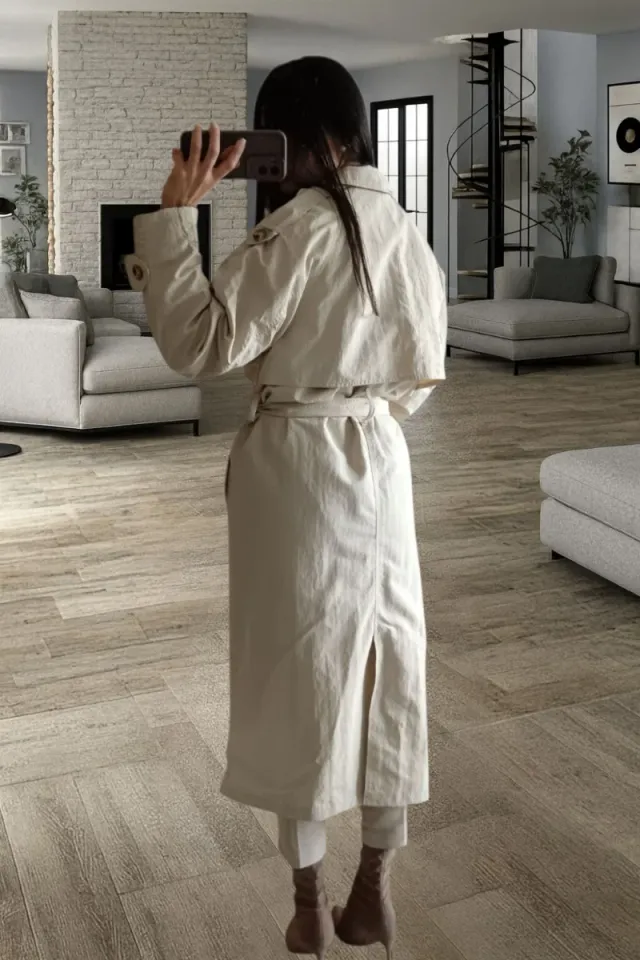 Gabardina larga beige