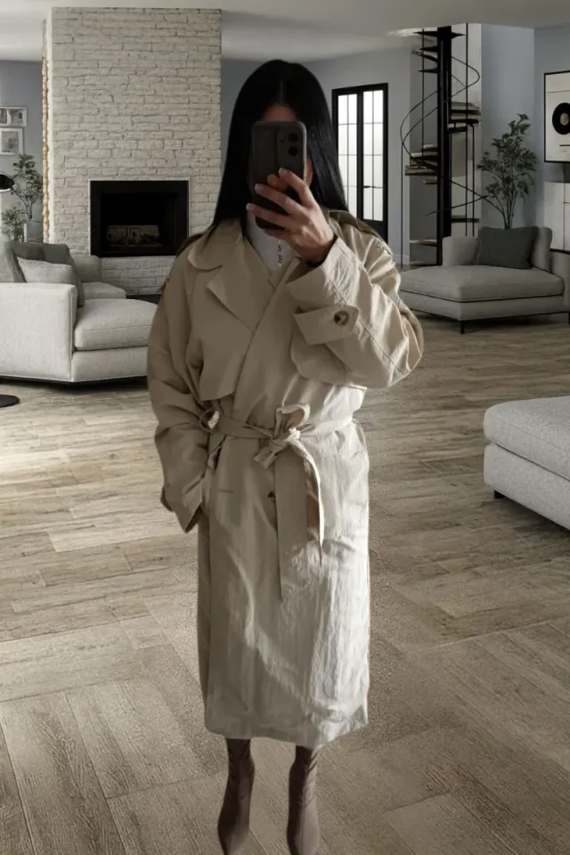 Gabardina larga beige