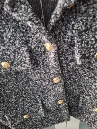 Chaqueta tweed gris y negra