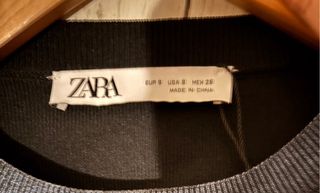 Top Zara brillo manga larga azul plateado
