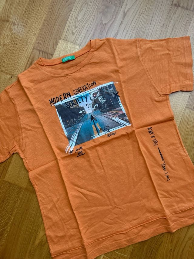 Camiseta Benetton 11-12 años niño naranja