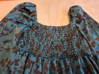 Top donna floreale blu e marrone